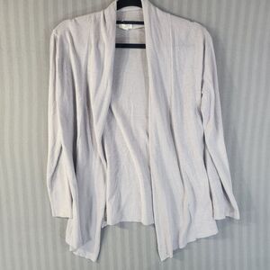 Talbots Cardigan Sweater Size XL Gray Shawl Collar Open Front Long Sleeves Knit